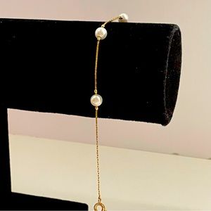 Vintage Faux Pearl Gold Tone Classic Preppy Mermaid Core Minimalist Bracelet